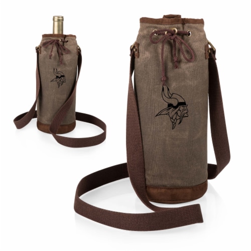 Minnesota Vikings - Waxed Canvas Wine Tote Perspective: back