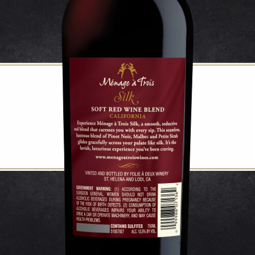 Menage a Trois Silk Soft Red Blend California Red Wine Perspective: back