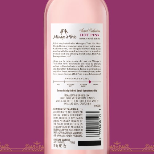Menage a Trois Sweet Collection Hot Pink Sweet Rose Blend Perspective: back