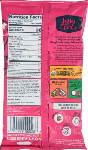 LesserEvil® Lil' Puffs Strawberry Beet Toddler Snacks Perspective: back