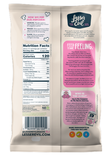 LesserEvil® Organic Himalayan Pink Popcorn Perspective: back