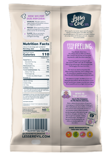 LesserEvil® Organic Himalayan Sweetness Popcorn Perspective: back