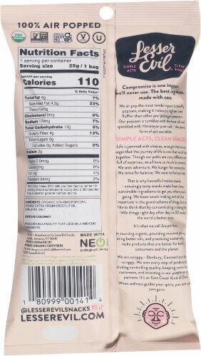 LesserEvil® Himalayan Pink Salt Organic Popcorn Perspective: back