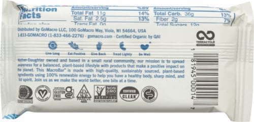 GoMacro® Peanut Butter Nutrition Bars® Perspective: back