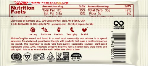GoMacro Cashew Caramel Nutrition Bars Perspective: back