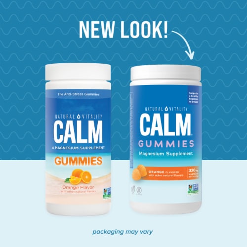Natural Vitality CALM Orange Flavored Magnesium Supplement Gummies Perspective: back