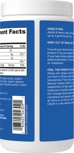 Natural Vitality Calm® Magnesium Supplement Orange Flavored Gummies Perspective: back