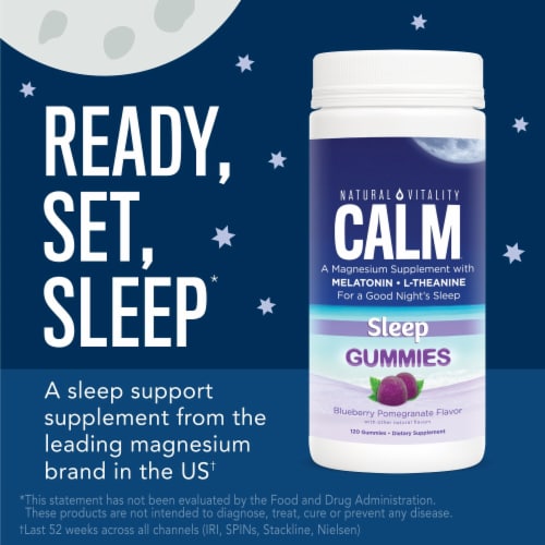 Natural Vitality Calm Blueberry Pomegranate Sleep Gummies Perspective: back