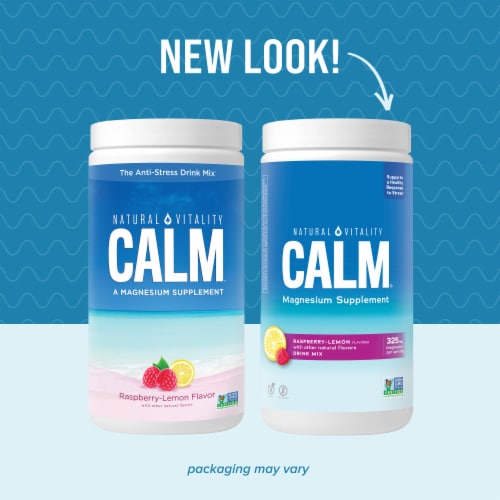 Natural Vitality CALM Raspberry Lemon Magnesium Supplement Drink Mix Perspective: back