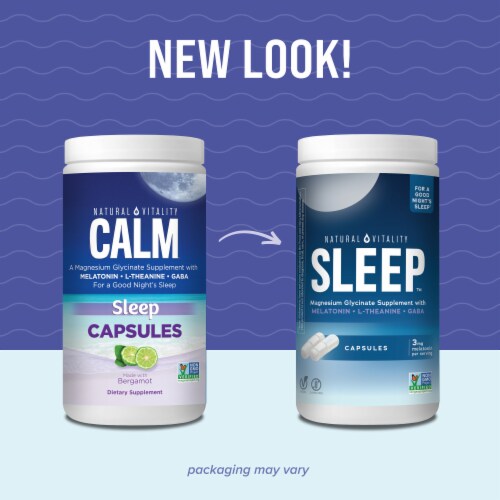 Natural Vitality CALM Sleep Magnesium Supplement Capsules Sleep Supplement Perspective: back