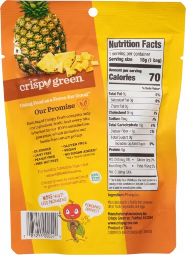 Crispy Green Pineapple Dried Single Serve 0.63 oz Perspective: back
