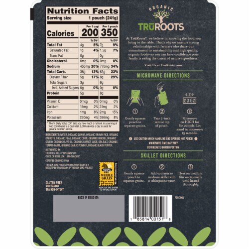 truRoots™ Organic Vegetable Medley Quinoa & Brown Rice Blend Meal Perspective: back