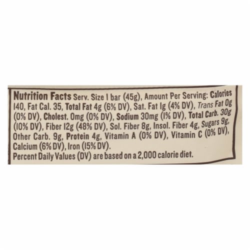 NuGo Fiber d'Lish Chocolate Brownie Bar, High Fiber, Vegan Perspective: back