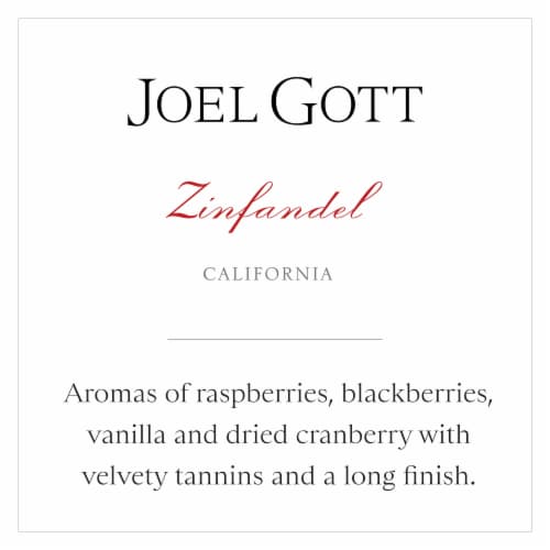 Joel Gott Zinfandel California Red Wine 750 ml Perspective: back