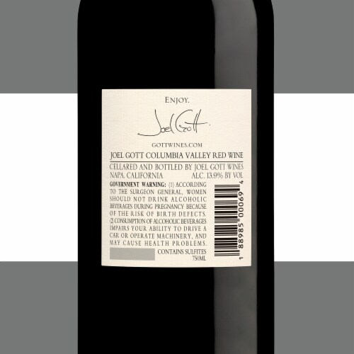 Joel Gott Washington Red Wine 750 ml Perspective: back