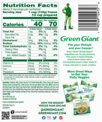 Green Giant Riced Cauliflower & Cheese Sauce Simply Steam Riced Veggies Perspective: back