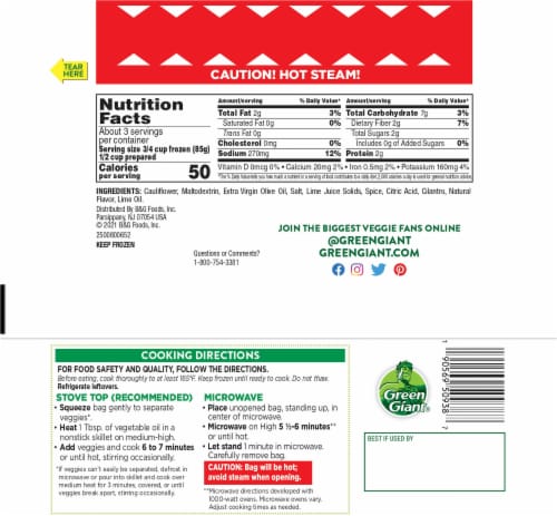 Green Giant Frozen Riced Veggie Cilantro Lime Blend Perspective: back