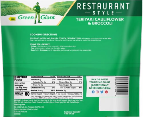 Green Giant Restaurant Style Teriyaki Cauliflower & Broccoli Perspective: back