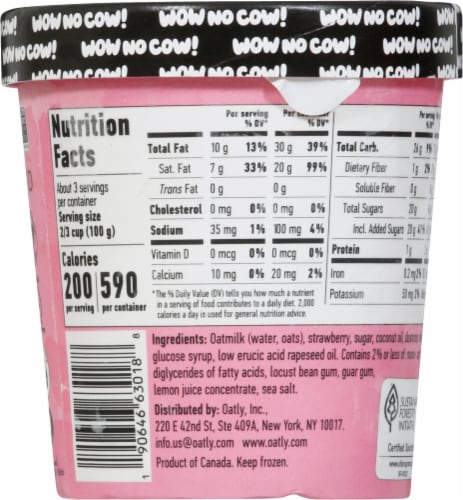 Oatly Gluten Free Vegan Strawberry Non-Dairy Frozen Dessert Perspective: back