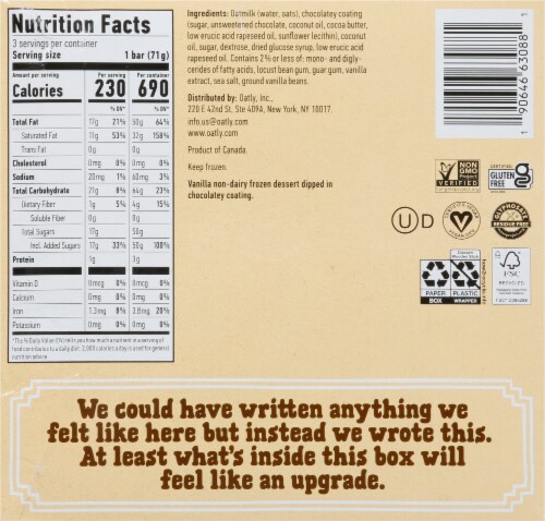 Oatly Vanilla Dairy Free Frozen Bar Perspective: back