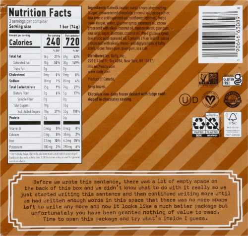 Oatly Chocolate Fudge Dairy Free Frozen Bar Perspective: back