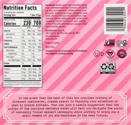 Oatly Frozen Strawberry Bars Perspective: back