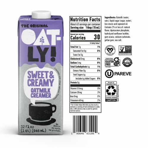 Oatly Sweet & Creamy Oatmilk Creamer Perspective: back