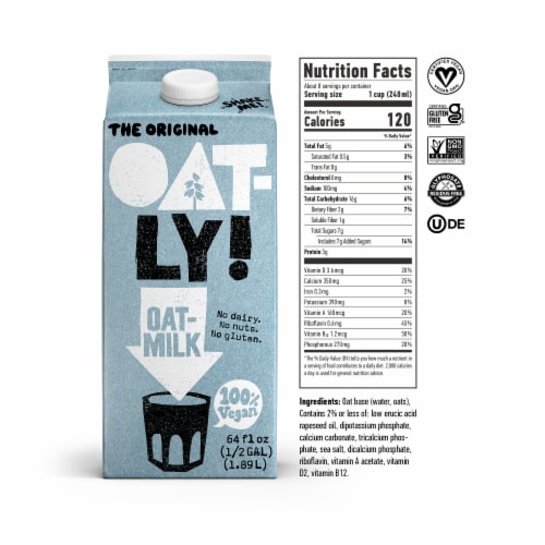 Oatly Dairy Free Original Oatmilk Perspective: back