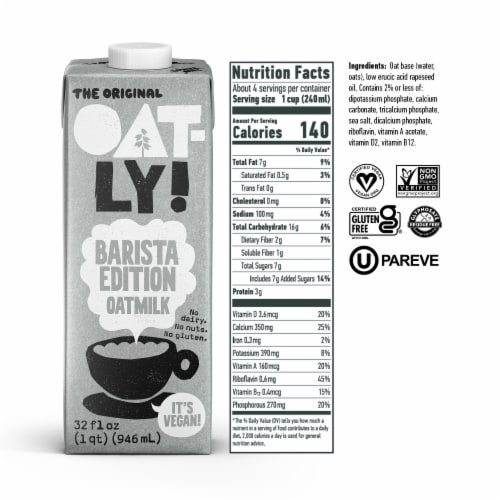 Oatly Dairy-Free Original Barista Edition Oatmilk Perspective: back
