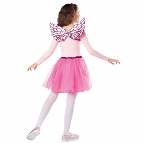Pink Shiny Wings Youth Halloween Costume Accessory Perspective: back