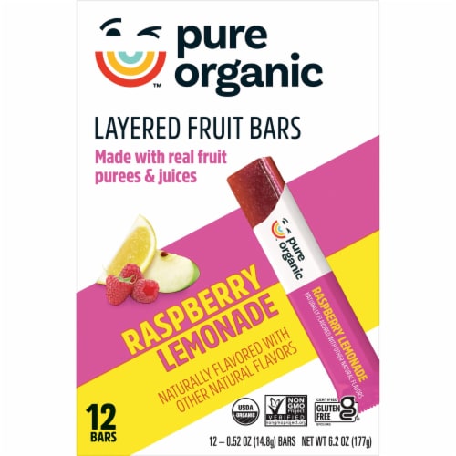 Pure Organic Layered Fruit Bars Raspberry Lemonade Perspective: back