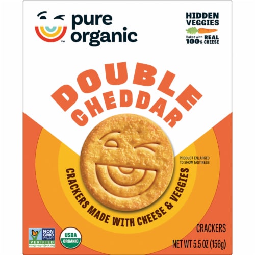 Kellogg's® Pure Organic Double Cheddar Snack Crackers Made with Cheese and Veggies Perspective: back