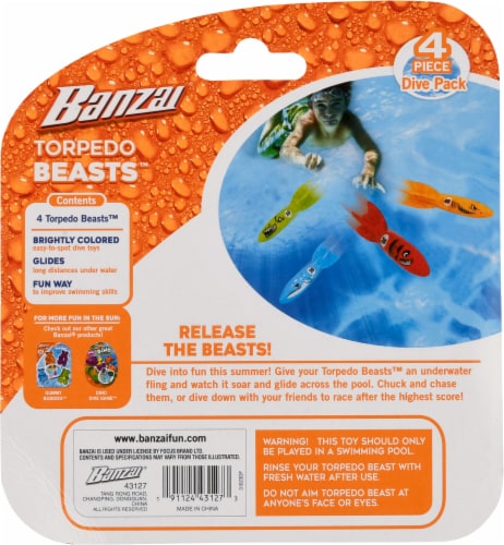 Banzai® Torpedo Beasts™ Pool Toys Perspective: back