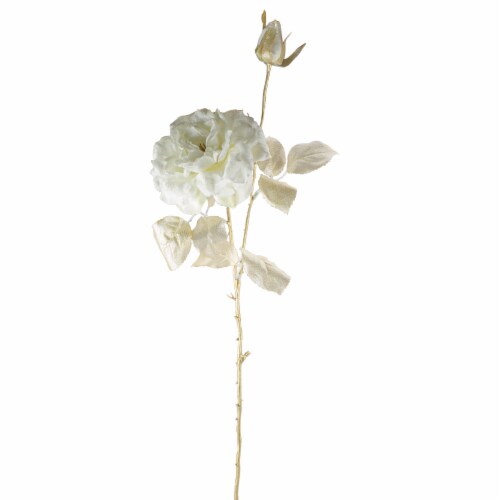 Northlight 26.5'' White and Gold Artificial Rose Flower with Long Stem Perspective: back