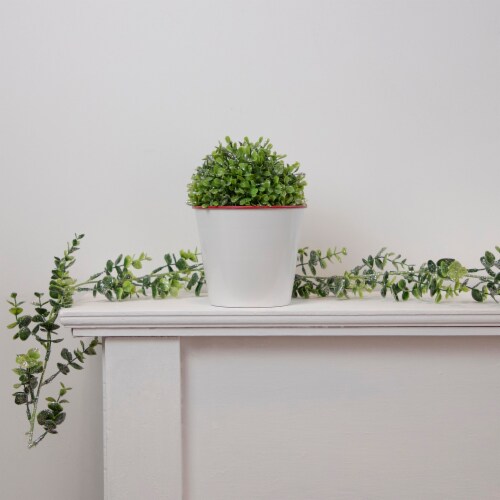 Northlight 6ft Green and Silver Glitter Artificial Eucalyptus Garland Perspective: back