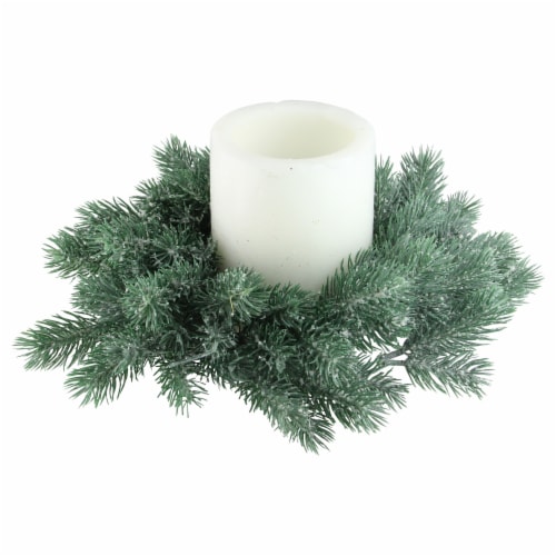 Northlight Traditional Frosted Green Pine Decorative Christmas Wreath - 12 - Unlit Perspective: back