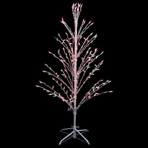 Northlight 4' White Lighted Christmas Cascade Twig Tree Outdoor Decoration - Multi Lights Perspective: back