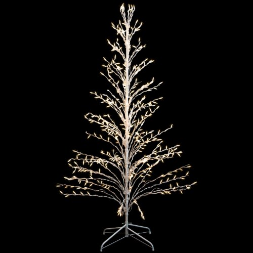 Northlight 6' White Lighted Christmas Cascade Twig Tree Outdoor Decoration - Clear Lights Perspective: back