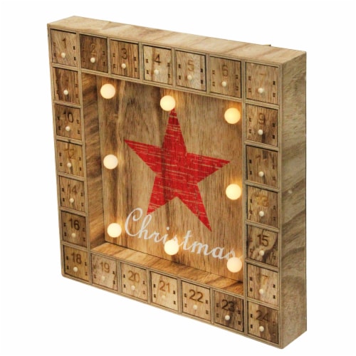 Northlight 14  Pre-Lit Brown and Red LED Advent Calendar Christmas Wall Decor Perspective: back