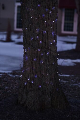 Northlight 2' x 8' Blue LED Tree Trunk Wrap Christmas Net Lights - Brown Wire Perspective: back