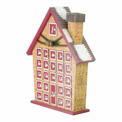 Northlight 15 Red and Beige House with Advent Calendar Tabletop