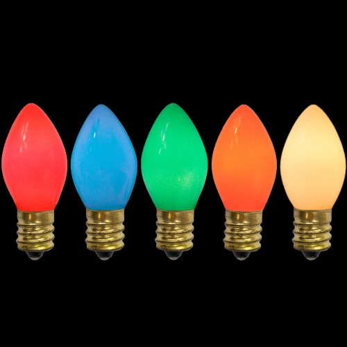Northlight Pack of 25 Incandescent C7 Opaque Multi-Color Christmas Replacement Bulbs Perspective: back