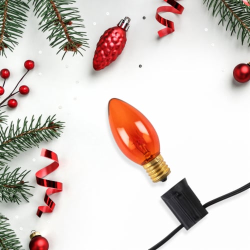 Northlight Pack of 25 Incandescent C9 Orange Christmas Replacement Bulbs Perspective: back