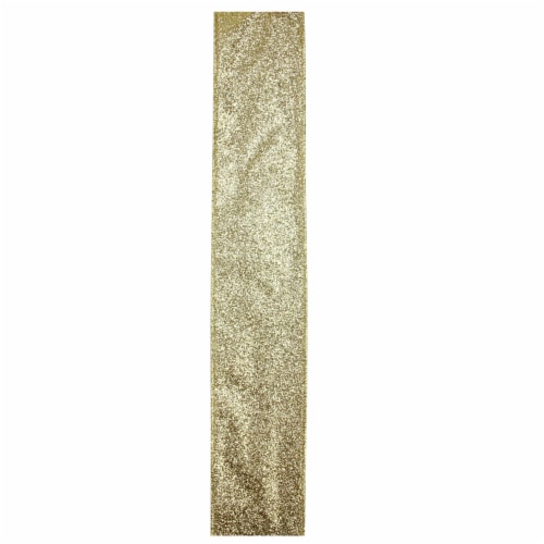 Northlight Shimmering Metallic Gold Ribbed Wired Craft Ribbon 2.5 x 10 Yards Perspective: back