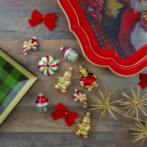 Northlight Pack of 8 Gold and Red Gingerbread Men with Sweet Treats Christmas Ornaments 3 Perspective: back