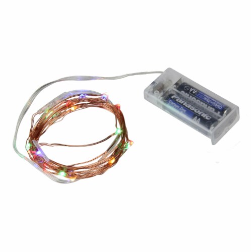 Northlight Set of 20 MultiColor Battery Operated LED Christmas Fairy Lights Copper Wire, 1