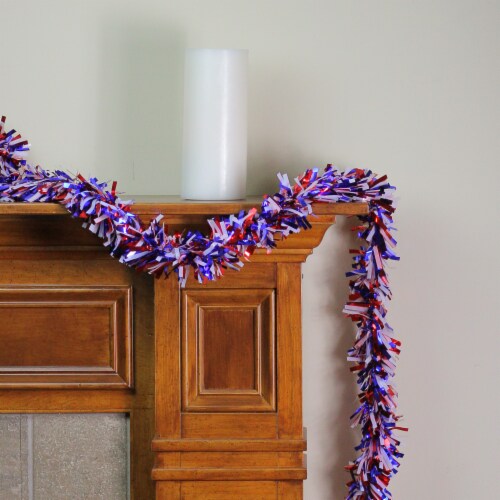 Northlight 25' Americana 6-Ply Wide Cut Tinsel Garland - Unlit Perspective: back