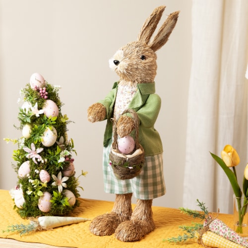 Northlight 20.25 Easter Bunny Rabbit Spring Figure with Egg Basket Perspective: back
