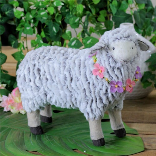 Northlight 32728977 13 in. White & Brown Plush Standing Sheep Spring Easter Figure Perspective: back