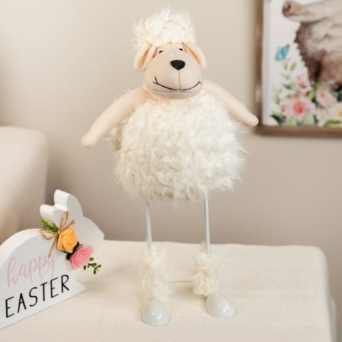 Northlight 16  White Shaking Sheep with Pink Bandanna Easter Spring Tabletop Decor Perspective: back